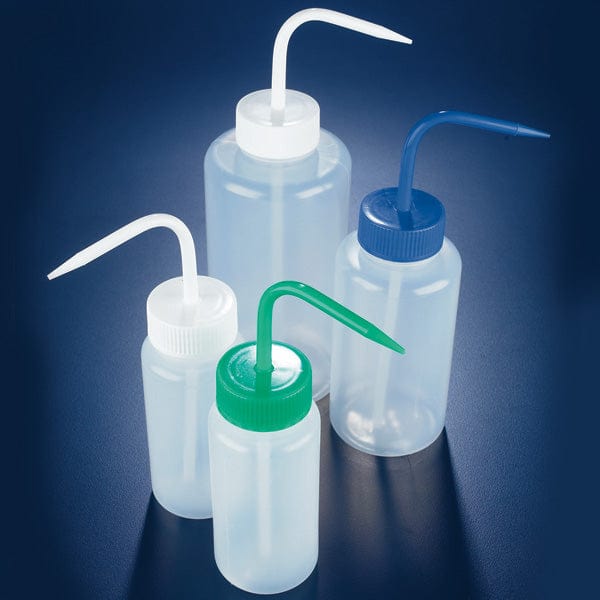 Wash bottle, wide mouth, 500mL, LDPE, round, white screwcap