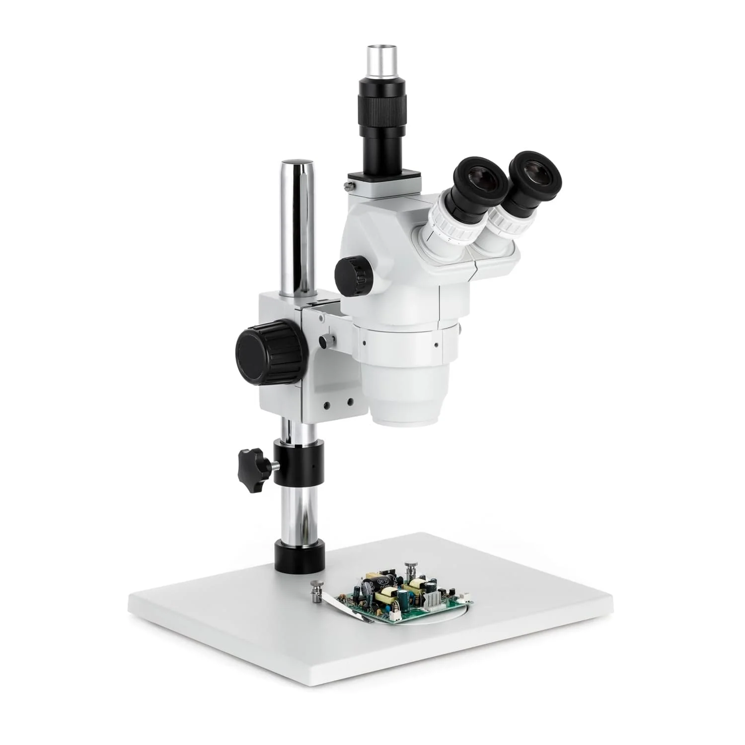 AmScope ZM-1 Series Ultimate Zoom Trinocular Stereo Microscope 6.7X-45X Magnification on Pillar Stand - Image 2
