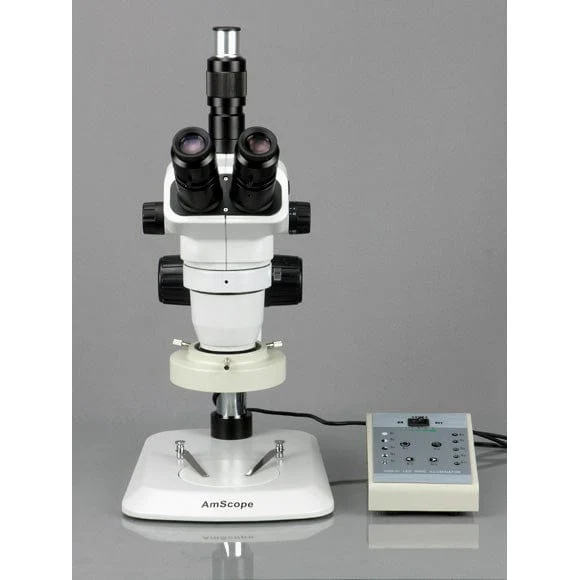 AmScope ZM-1 Series Zoom Trinocular Stereo Microscope 3.35X-225X Magnification on Pillar Stand with 80-LED Light + 5MP Digital Camera - Image 2