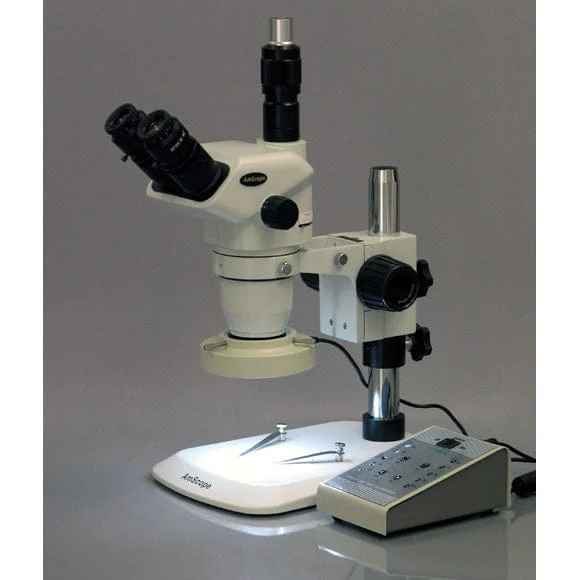 AmScope ZM-1 Series Zoom Trinocular Stereo Microscope 3.35X-225X Magnification on Pillar Stand with 80-LED Light + 5MP Digital Camera - Image 3