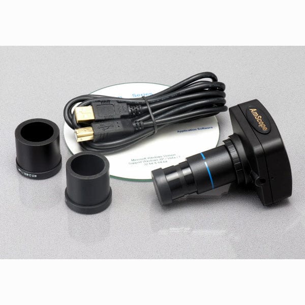 AmScope ZM-1 Series Industrial Inspection Trinocular Stereo Microscope 2X-225X Magnification on Pillar Stand with 5MP Digital Camera, Fiber Optic Ring Light and Mechanical Gliding Stage - Image 6