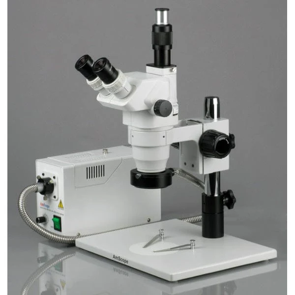 AmScope ZM-1 Series Zoom Industrial Inspection Trinocular Stereo Microscope 3.35X-90X Magnification on Pillar Stand with 5MP Digital Camera - Image 3
