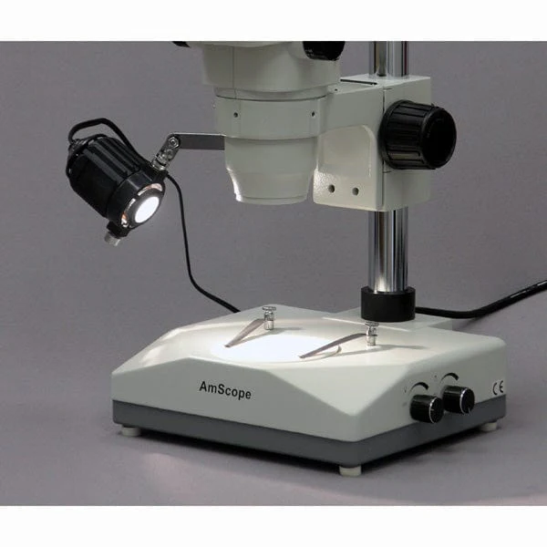 AmScope ZM-2 Series Ultimate Zoom Binocular Stereo Microscope 3.5X-45X Magnification on Pillar Stand with Two Lights - Image 4