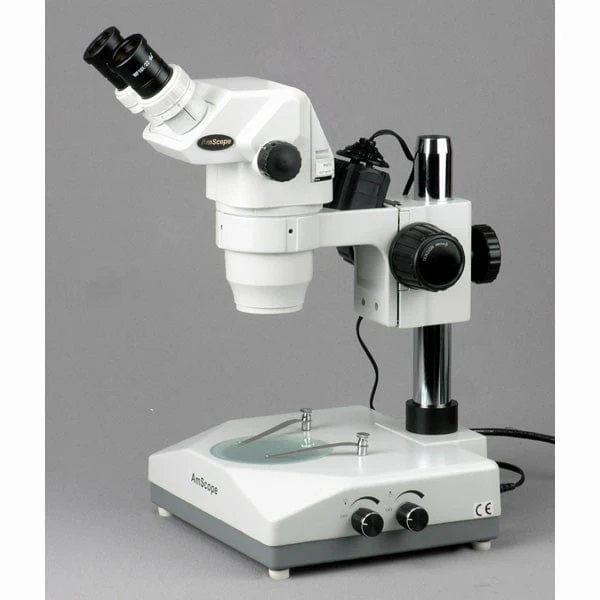 AmScope ZM-2 Series Ultimate Zoom Binocular Stereo Microscope 3.5X-90X Magnification on Pillar Stand with Two Lights - Image 3