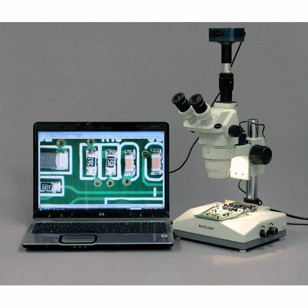 AmScope ZM-2 Series Ultimate Zoom Trinocular Microscope 3.35X-45X Magnification on Pillar Stand with Two Lights - Image 6