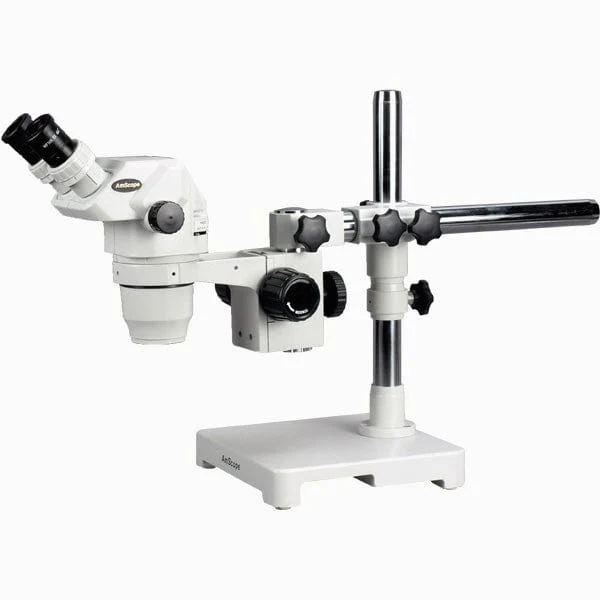 AmScope ZM-3 Series Ultimate Zoom Binocular Stereo Microscope 3.35X-90X Magnification on Single-Arm Boom Stand
