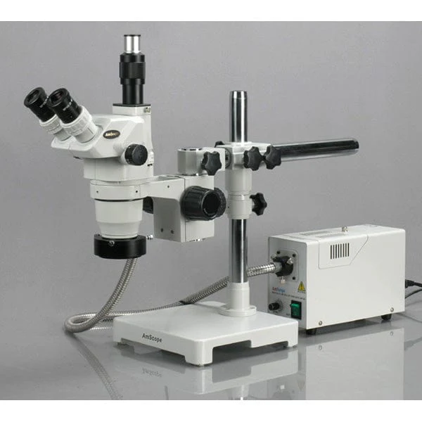 AmScope ZM-3 Series Ultimate Trinocular Zoom Microscope 3.35X-45X Magnification on Single-Arm Boom Stand - Image 4