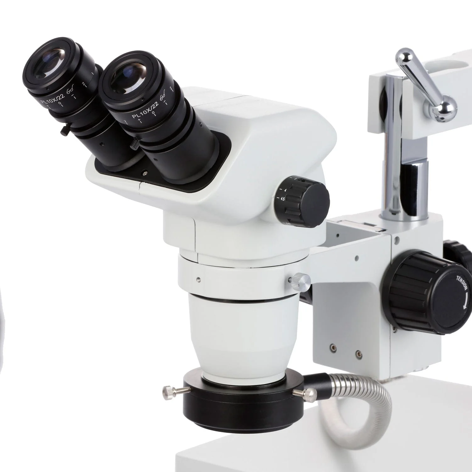 AmScope ZM-4 Series Zoom Binocular Stereo Microscope 6.7X-112.5X Magnification on Double Arm Boom Stand - Image 6