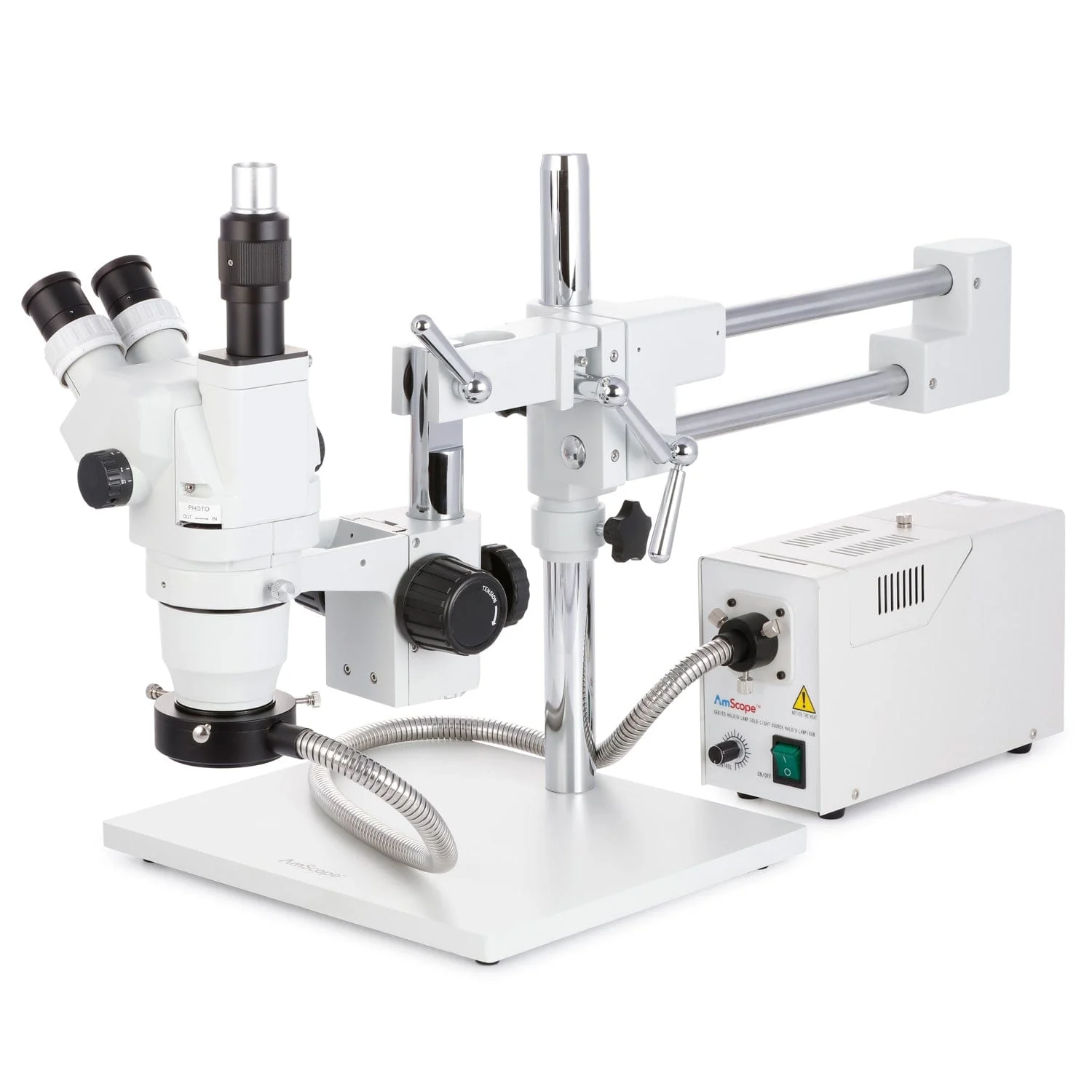 AmScope ZM-4 Series Ultimate Zoom Trinocular Stereo Microscope 2X-45X Magnification on 3D Boom Stand with 3MP USB 3.0 C-mount Camera - Image 5