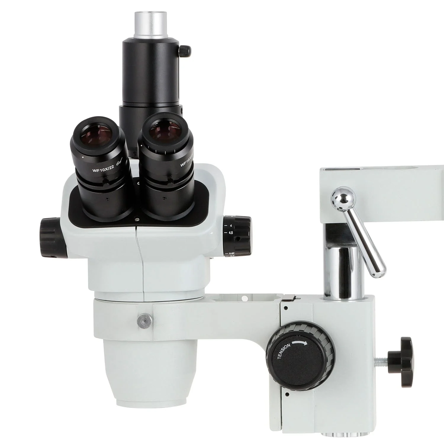 AmScope ZM-4 Series Ultimate Zoom Trinocular Stereo Microscope 6.7X-45X Magnification on 3D Boom Stand with Focusable Eyepieces - Image 3
